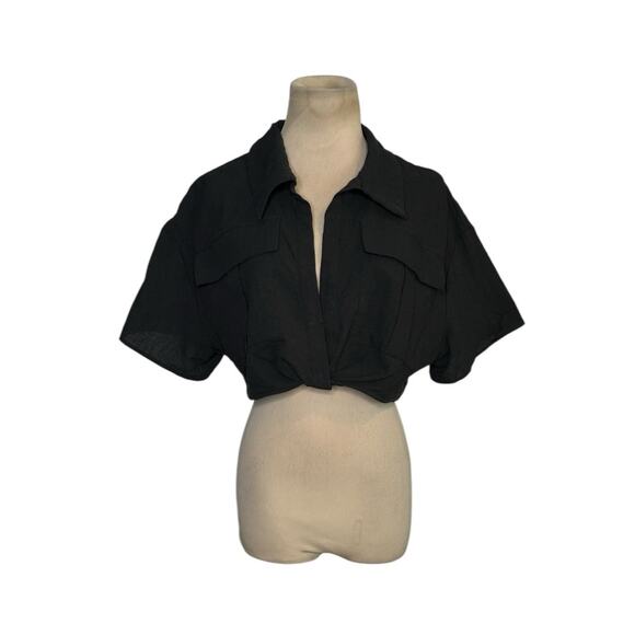 Shein black short sleeves crop blouse size Large - Picture 13 of 13